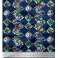 thumbnail image 1 of Soimoi Rayon Fabric Artistic Floral & Check Geometric Printed Fabric 1 Yard 42 Inch Wide, 1 of 1