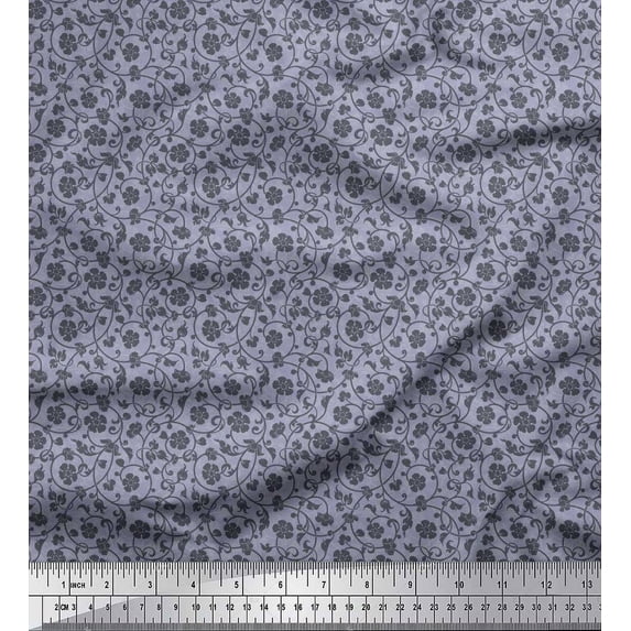 Soimoi Rayon Fabric Artistic Floral Printed Craft Fabric by the Yard 56 Inch Wide