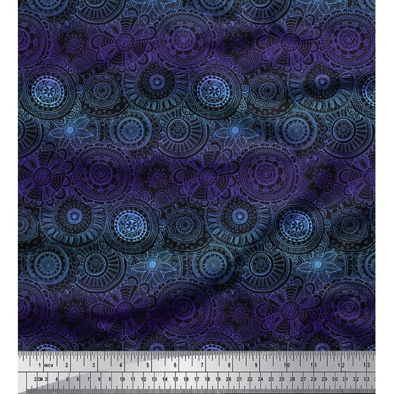 Soimoi Rayon Fabric Artistic Flower Mandala Decor Fabric Printed Yard 42 Inch Wide