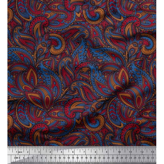 Soimoi Rayon Fabric Artistic Paisley Decor Fabric Printed Yard 56 Inch Wide