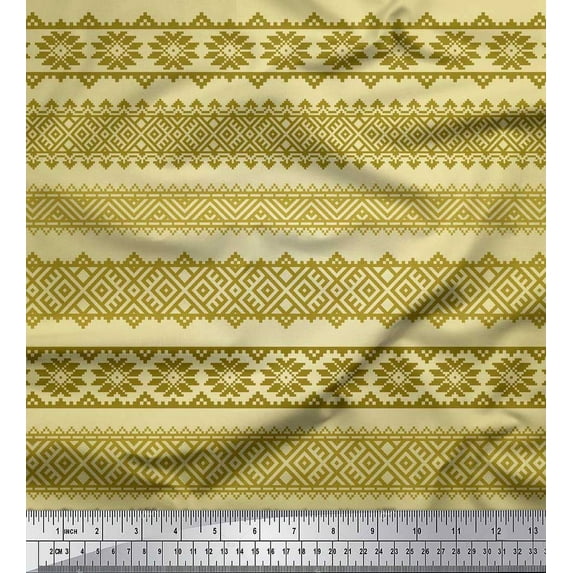 Soimoi Rayon Fabric Aztec Geometric Printed Fabric 1 Yard 56 Inch Wide