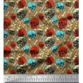 thumbnail image 1 of Soimoi Rayon Fabric Bone,Floral & Skull Halloween Printed Craft Fabric by The Yard 42 Inch Wide, 1 of 1