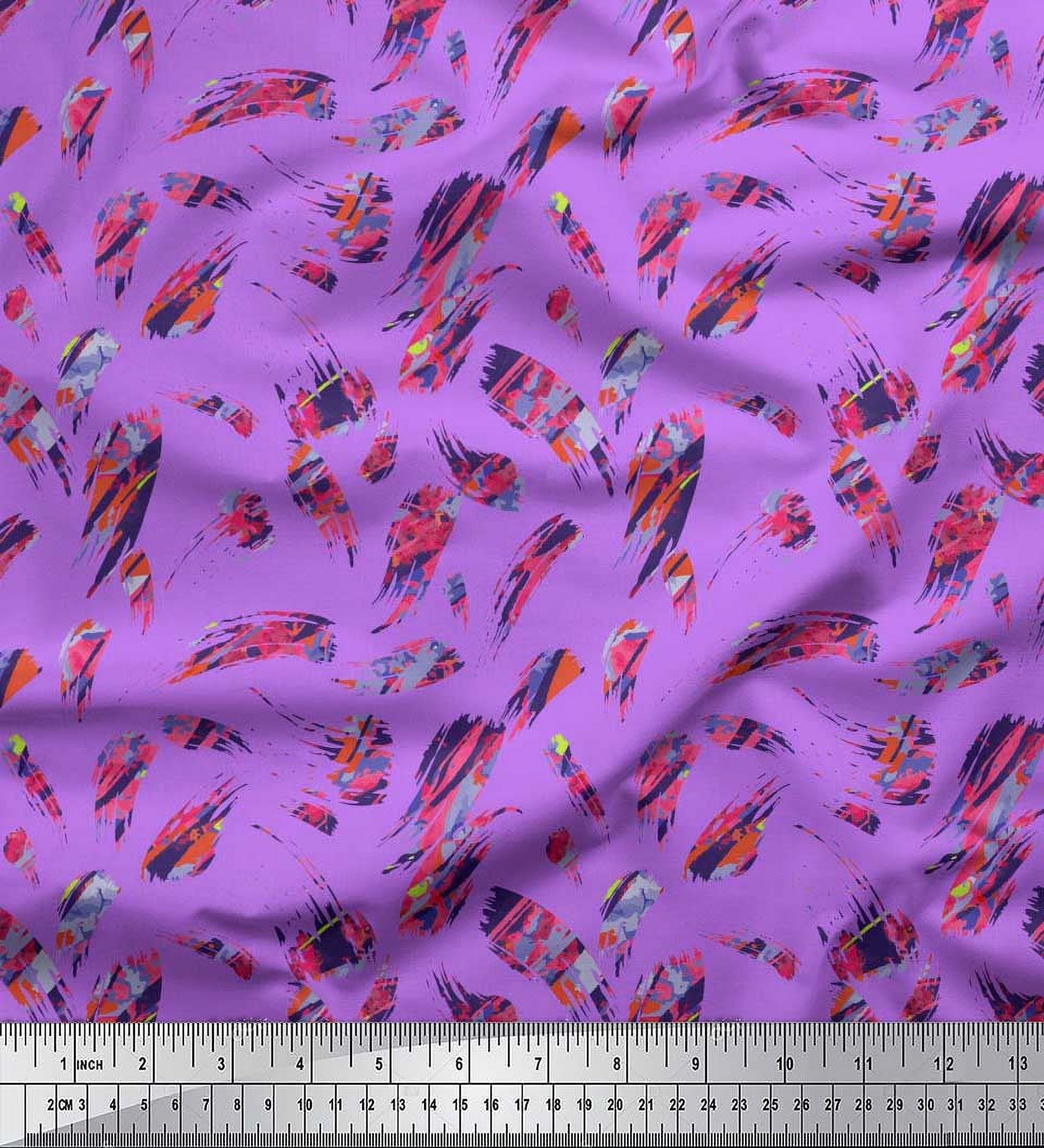 Soimoi Rayon Fabric Brush Stroke Abstract Printed Craft Fabric by the Yard 42 Inch Wide