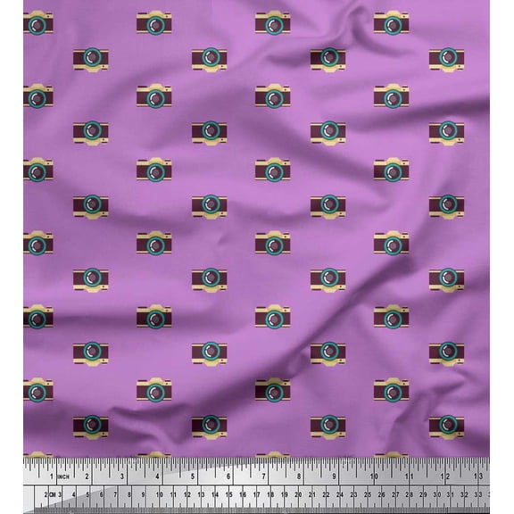 Soimoi Rayon Fabric Camera Shirting Printed Fabric 1 Yard 42 Inch Wide