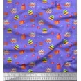 thumbnail image 1 of Soimoi Rayon Fabric Cup,Kettle & Cake Slice Food Printed Fabric 1 Yard 56 Inch Wide, 1 of 1