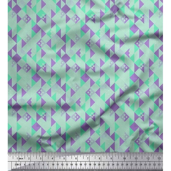 Soimoi Rayon Fabric Dot & Check Geometric Printed Fabric 1 Yard 56 Inch Wide