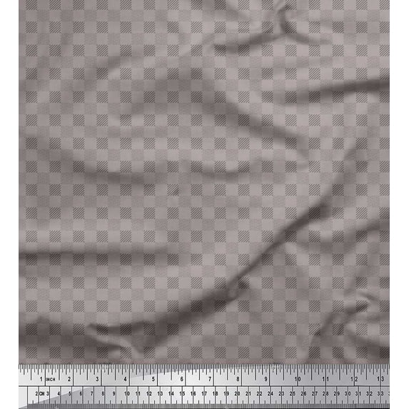 Soimoi Rayon Fabric Dot & Diagonal Stripe Shirting Printed Fabric 1 Yard 42 Inch Wide