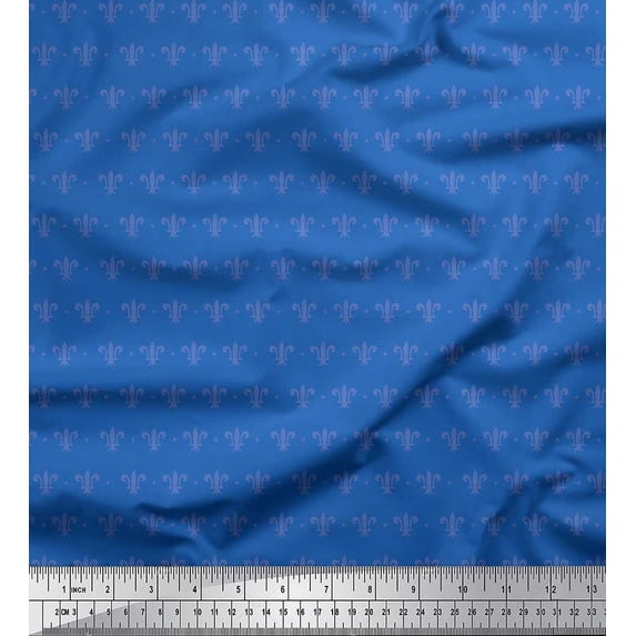 Soimoi Rayon Fabric Dot & Fleur De Lis Damask Fabric Prints By Yard 42 Inch Wide