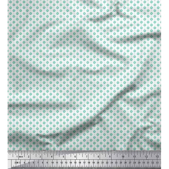 Soimoi Rayon Fabric Dot & Greek Key Small Print Fabric by The Yard 42 Inch Wide