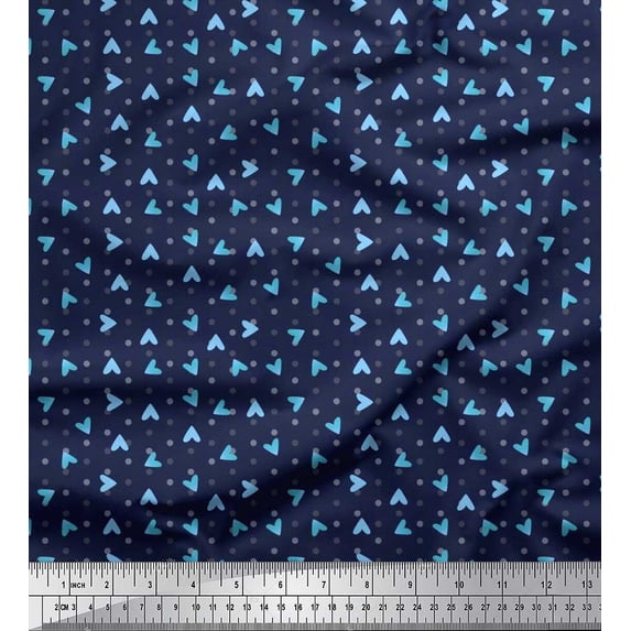 Soimoi Rayon Fabric Dot & Heart Printed Craft Fabric by The Yard 42 Inch Wide