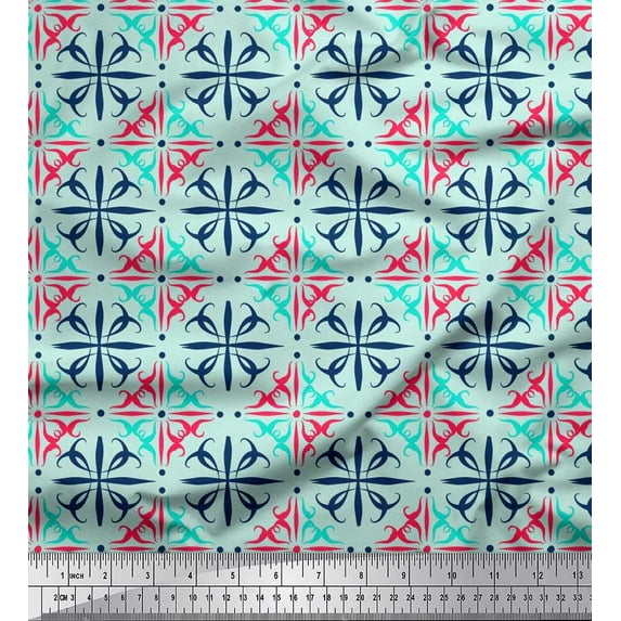 Soimoi Rayon Fabric Dot & Swirl Artistic Printed Fabric 1 Yard 42 Inch Wide
