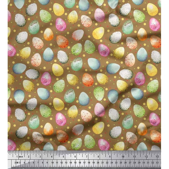 Soimoi Rayon Fabric Egg Easter Print Fabric by The Yard 56 Inch Wide