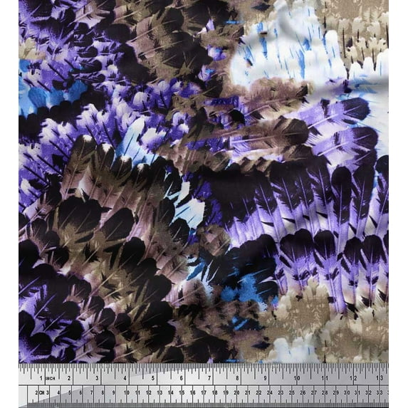 Soimoi Rayon Fabric Feather Texture Print Fabric by The Yard 56 Inch Wide