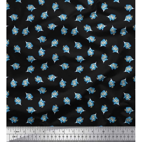 Soimoi Rayon Fabric Fish Shirting Decor Fabric Printed Yard 42 Inch Wide