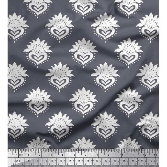 Soimoi Rayon Fabric Floral Block Print Sewing Fabric Yard 56 Inch Wide