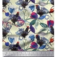 thumbnail image 1 of Soimoi Rayon Fabric Floral & Cock Watercolor Fabric Prints by Yard 42 Inch Wide, 1 of 1