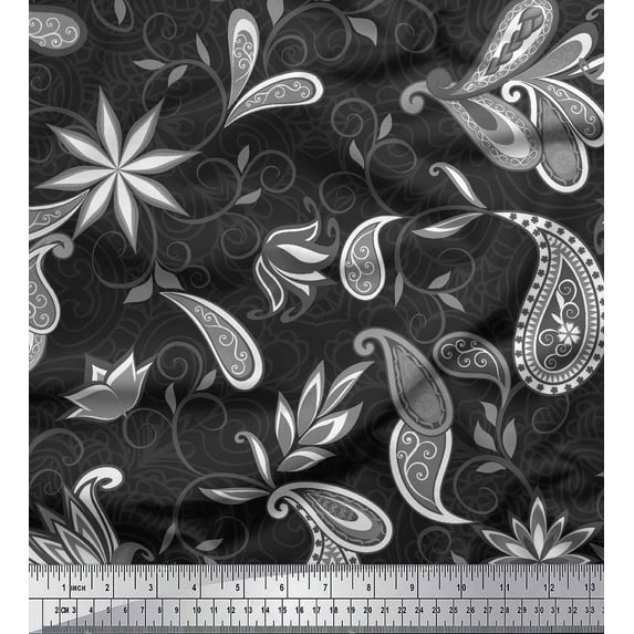 Soimoi Rayon Fabric Floral & Paisley Ethnic Print Sewing Fabric Yard 42 Inch Wide