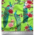 thumbnail image 1 of Soimoi Rayon Fabric Floral & Peacock Bird Print Fabric by the Yard 42 Inch Wide, 1 of 1