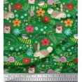 thumbnail image 1 of Soimoi Rayon Fabric Floral,Rabbit & Porcupine Cartoon Print Fabric by The Yard 42 Inch Wide, 1 of 1