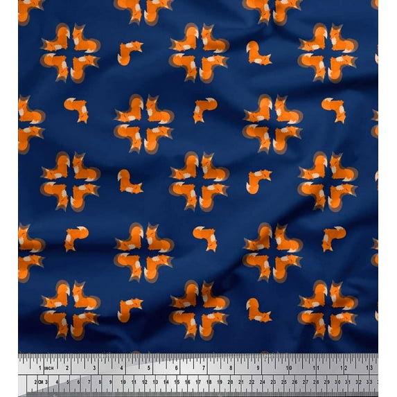 Soimoi Rayon Fabric Fox Kids Printed Craft Fabric by The Yard 42 Inch Wide