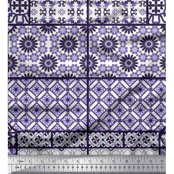 Soimoi Rayon Fabric Geometric,Damask & Mandala Patchwork Print Fabric by the Yard 56 Inch Wide