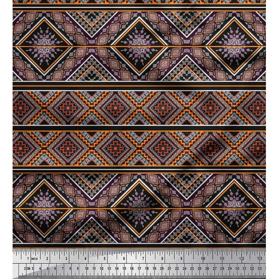 Soimoi Rayon Fabric Geometric Southwestern Printed Fabric 1 Yard 56 Inch Wide