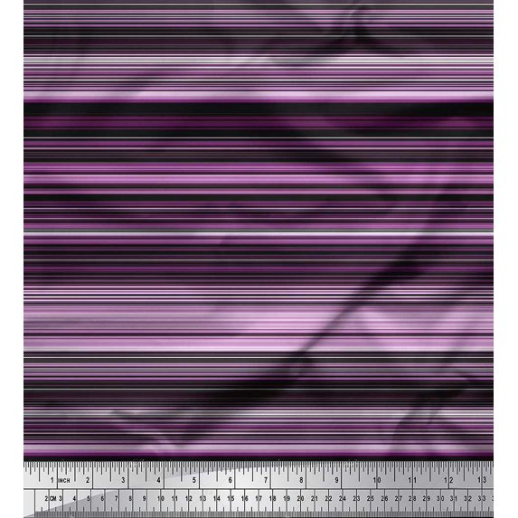Soimoi Rayon Fabric Horizontal Stripe Print Sewing Fabric Yard 42 Inch Wide