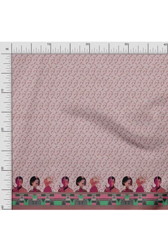 Rayon Fabric Human Figure Panel Print Fabric by The Yard 56 Inch Wide