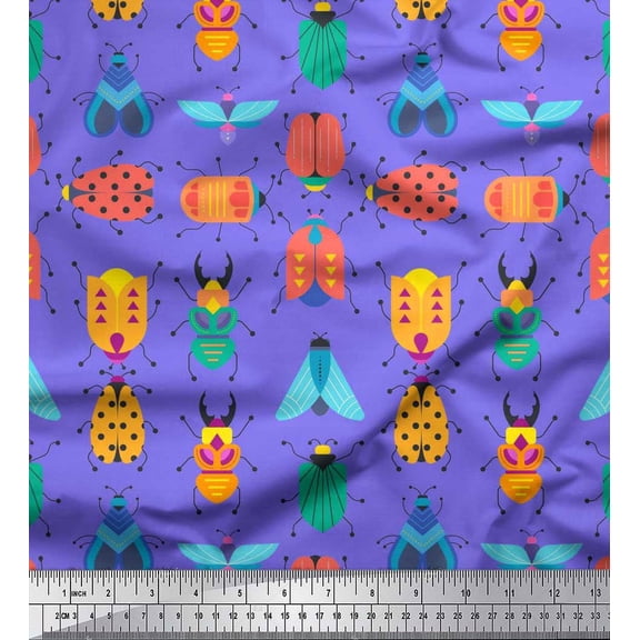 Soimoi Rayon Fabric Insects Clip Art Fabric Prints by Yard 42 Inch Wide