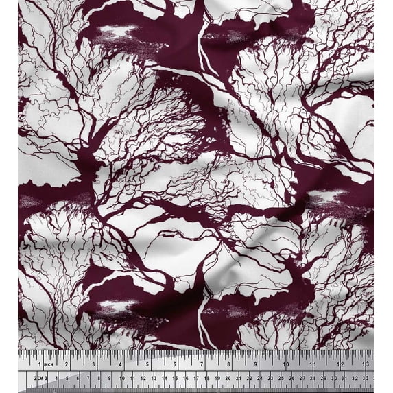 Soimoi Rayon Fabric Landscape & Tree Shirting Print Fabric by Yard 42 Inch Wide