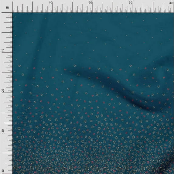 Soimoi Rayon Fabric Leaves & Red Berries Panel Print Fabric by The Yard 42 Inch Wide