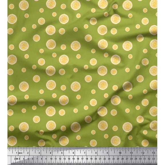 Soimoi Rayon Fabric Lemon Slice Shirting Decor Fabric Printed Yard 56 Inch Wide