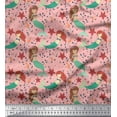 thumbnail image 1 of Soimoi Rayon Fabric Mermaid & Starfish Ocean Decor Fabric Printed Yard 56 Inch Wide, 1 of 3