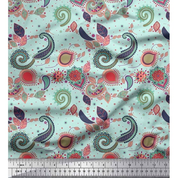 Soimoi Rayon Fabric Paisley & Floral Artistic Fabric Prints By Yard 56 Inch Wide