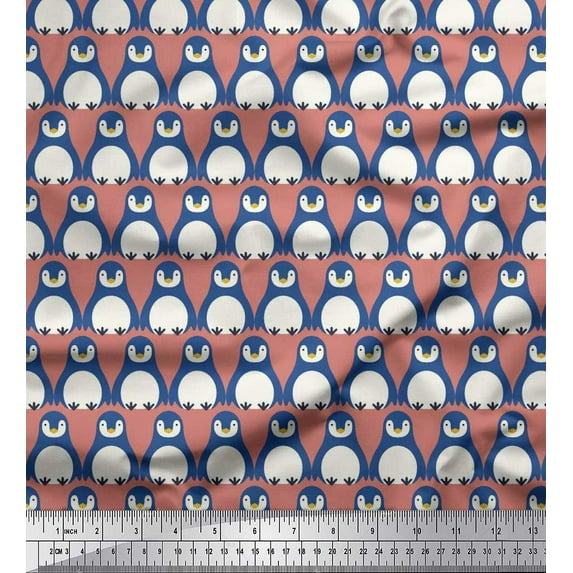 Soimoi Rayon Fabric Penguin Ocean Print Fabric by The Yard 42 Inch Wide