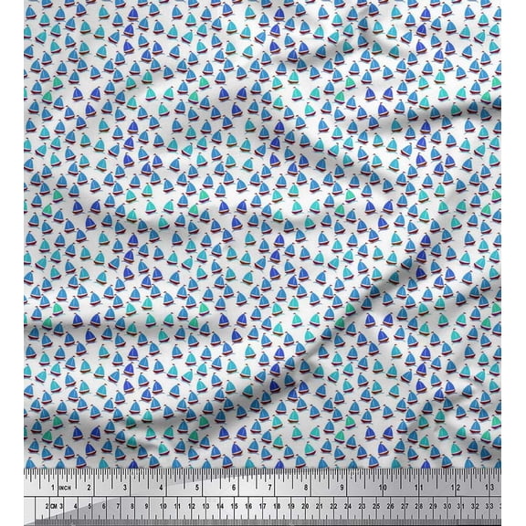Soimoi Rayon Fabric Sailboat Shirting Print Fabric by The Yard 42 Inch Wide