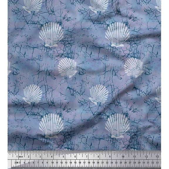 Soimoi Rayon Fabric Seashell & Texture Decor Fabric Printed Yard 56 Inch Wide