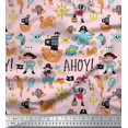thumbnail image 1 of Soimoi Rayon Fabric Ship Wheel,Pirate Boy & Jellyfish Ocean Printed Craft Fabric by The Yard 42 Inch Wide, 1 of 1