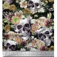 thumbnail image 1 of Soimoi Rayon Fabric Skull,Rose & Anemone Flower Printed Craft Fabric by The Yard 56 Inch Wide, 1 of 1
