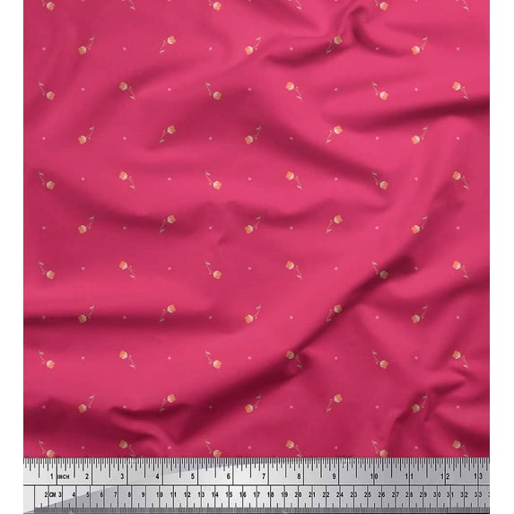 Soimoi Rayon Fabric Star,Leaves & Tulip Floral Decor Fabric Printed Yard 42 Inch Wide