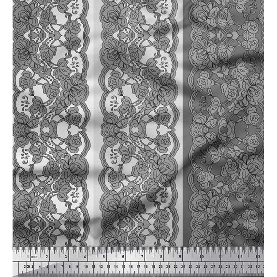 Soimoi Rayon Fabric Stripe & Floral Ethnic Print Sewing Fabric Yard 56 Inch Wide