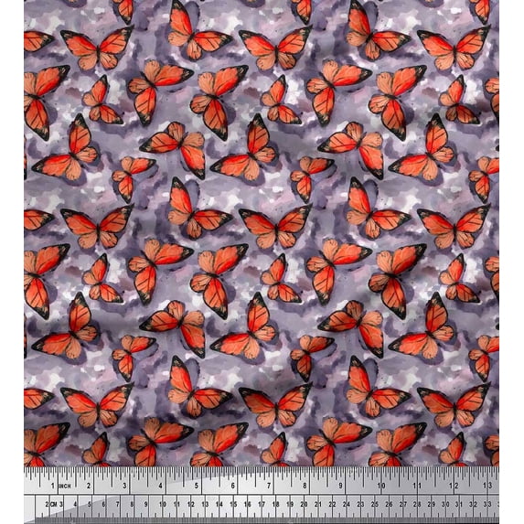 Soimoi Rayon Fabric Texture & Butterfly Fabric Prints by Yard 42 Inch Wide
