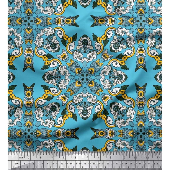 Soimoi Rayon Fabric Tiles Moroccan Decor Fabric Printed Yard 42 Inch Wide