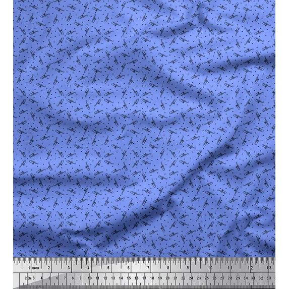 Soimoi Rayon Fabric Triangle & Saxophone Musical Instrument Decor Fabric Printed Yard 56 Inch Wide