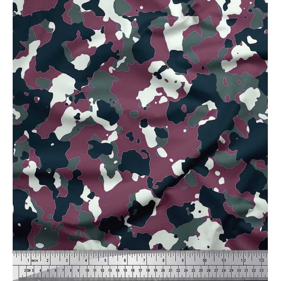 Soimoi Rayon Fabric Two Tone With White Camouflage Decor Fabric Printed Yard 42 Inch Wide