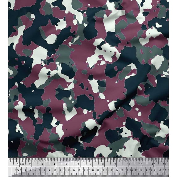 Soimoi Rayon Fabric Two Tone With White Camouflage Decor Fabric Printed Yard 42 Inch Wide