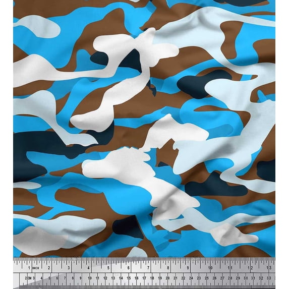 Soimoi Rayon Fabric Two Tone With White Camouflage Print Fabric by the Yard 56 Inch Wide