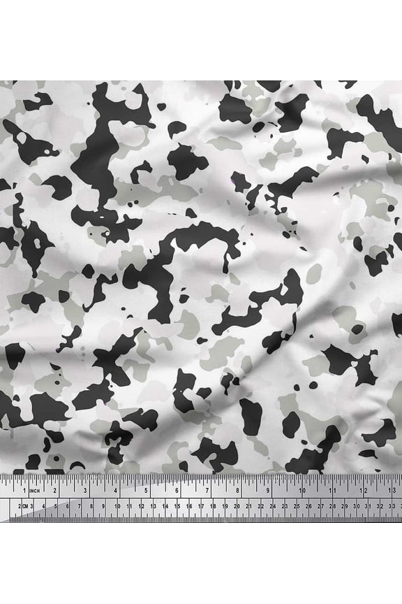 Rayon Fabric Two Tone With White Camouflage Print Sewing Fabric Yard 56 Inch Wide