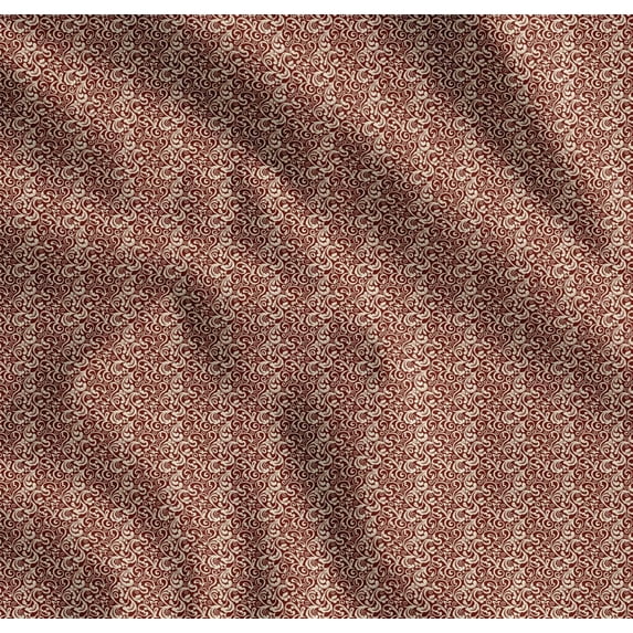 Soimoi Red Cotton Cambric Fabric Filigree Damask Printed Craft Fabric by the Yard 42 Inch Wide