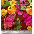 thumbnail image 1 of Soimoi Red Cotton Cambric Fabric Leaves & Floral Fabric Prints by Yard 42 Inch Wide, 1 of 1